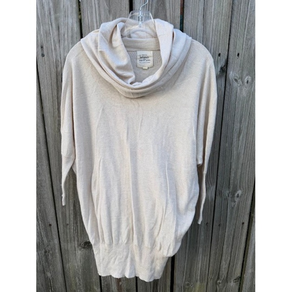 Boho Minimalist Between Me & You Sweater S Cream Cowl Neck Dolman Sleeve